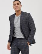 Jack & Jones Premium Suit Jacket In Slim Fit Check-gray
