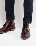 Silver Street Milled Boots In Burgundy Leather - Red