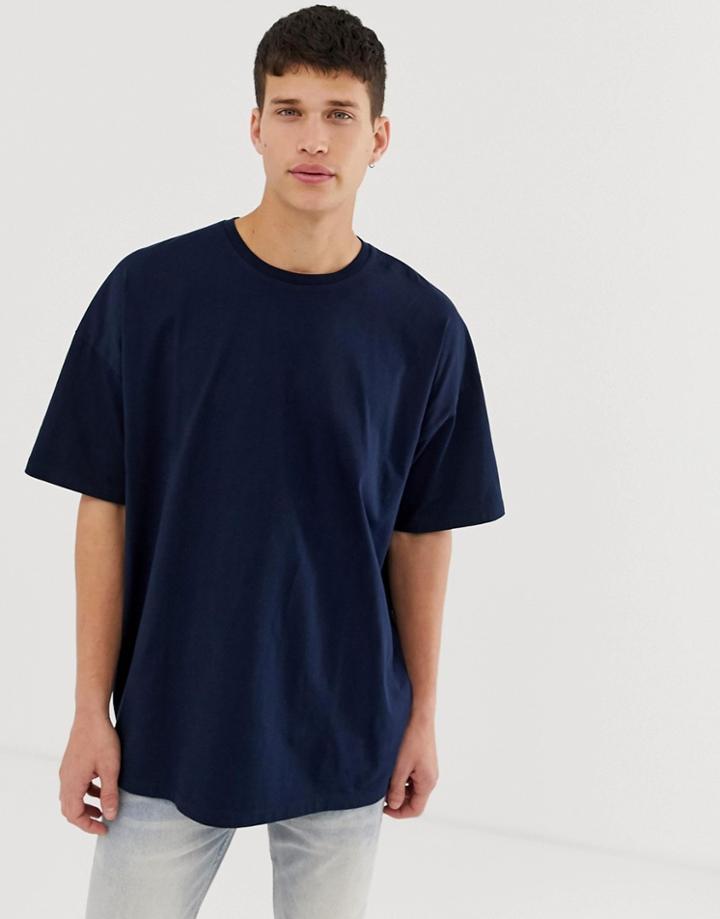 Asos Design Oversized T-shirt With Crew Neck In Navy