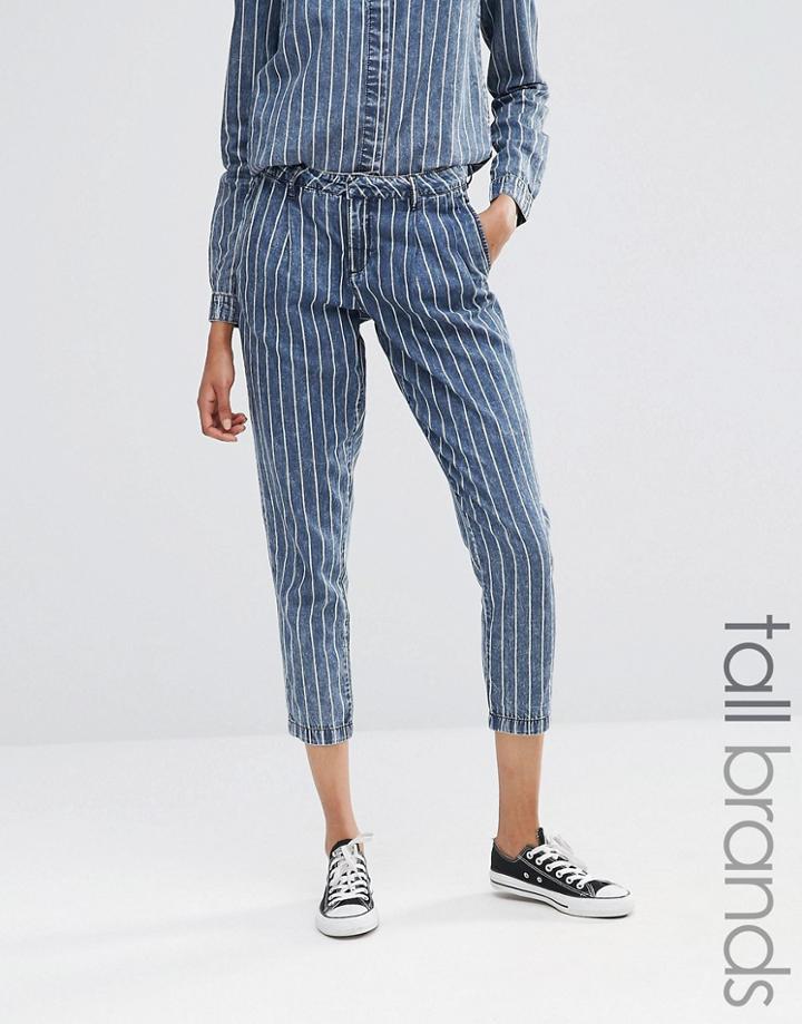 Noisy May Tall Pinstripe Pant Co Ord - Blue