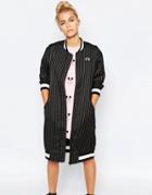 Mini Cream Longline Bomber Jacket - Black