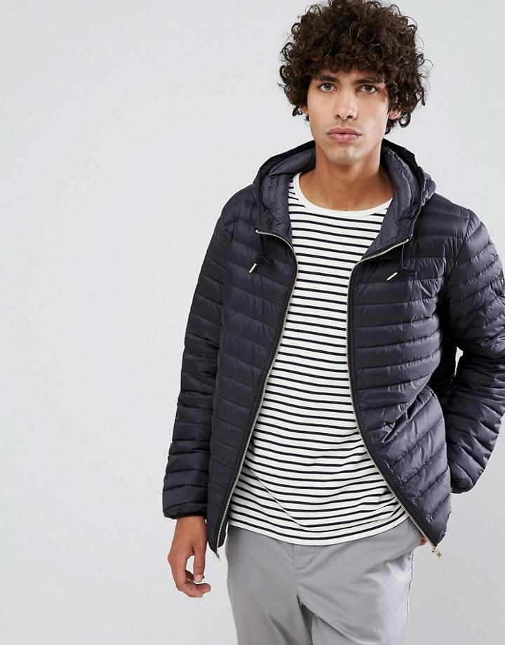 Clean Cut Copenhagen Quilted Zip Through Down Harrington Jacket - Black