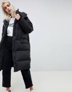 Moss Copenhagen Oversized Longline Padded Jacket With Hood - Black