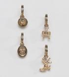 Asos Design Vintage Style Mixed Hoop Earring Pack With Lion In Gold Tone - Gold