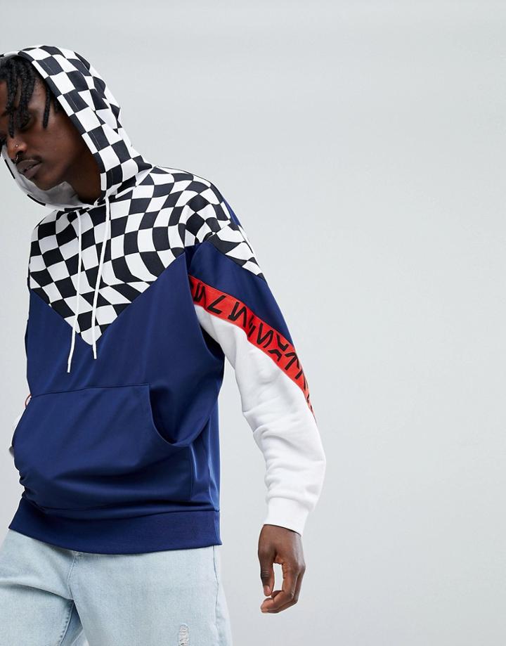 Asos X Star Wars Oversized Hoodie With Checkerboard & Printed Tape - Blue