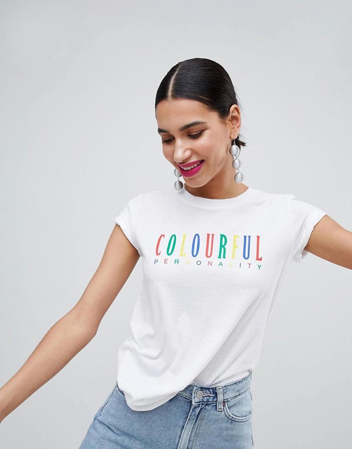 Stradivarius 'colorful Personality' Tee - White