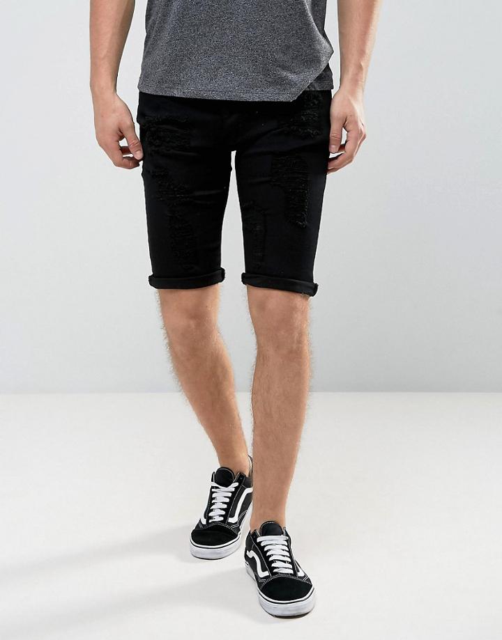 Loyalty And Faith Oldham Ripped Denim Shorts - Black