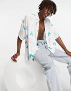 Asos Design Boxy Oversized Fit Shirt With Legacy Text Print-white