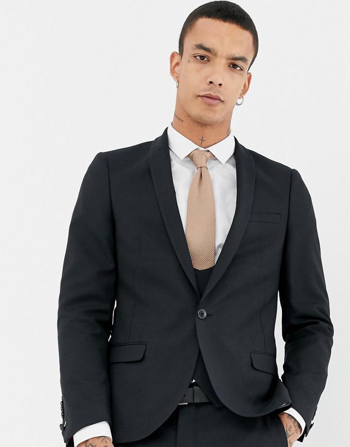 Twisted Tailor Super Skinny Wool Mix Suit Jacket In Black