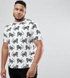 Asos Plus Relaxed T-shirt With Tiger Print - White