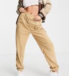 Asos Design Tall Fleece Sweatpants In Sand-neutral
