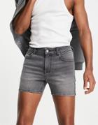 Asos Design Skinny Denim Shorts In Shorter Length In Vintage Black Wash