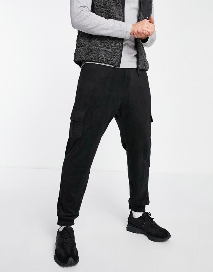 Liquor N Poker Straight Leg Sweatpants In Black Micro Fur