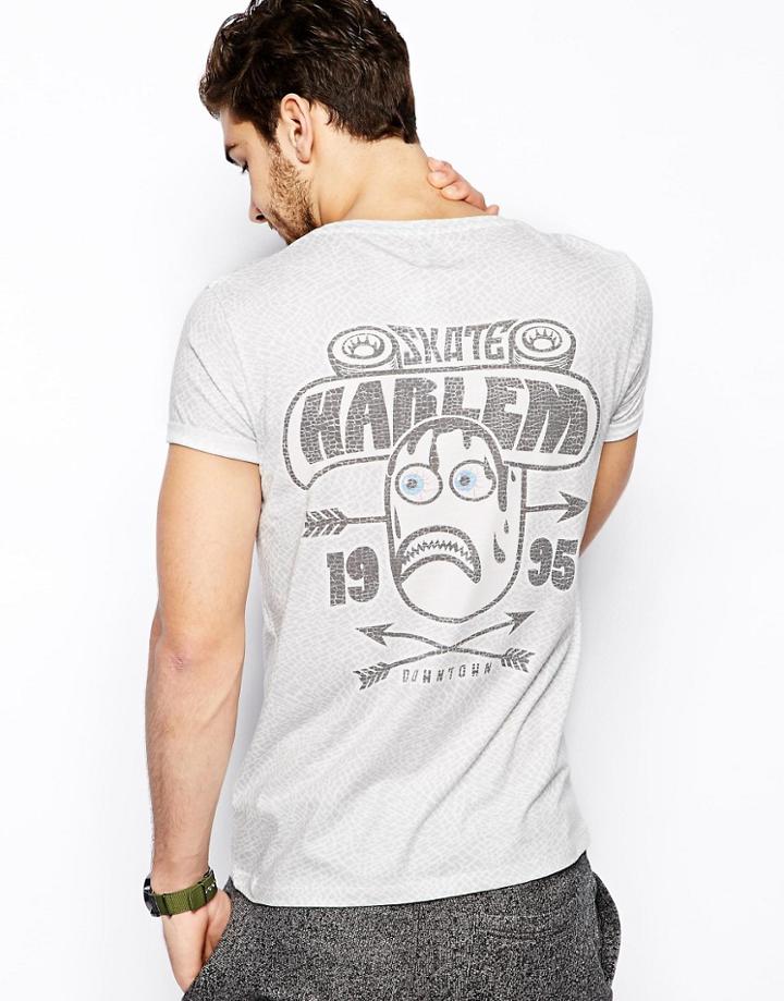 Asos T-shirt With Harlem Skate Front And Back Print - Cream