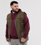 Asos Design Plus Jersey Utility Vest With Pockets In Brown