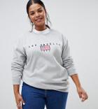 Daisy Street Plus Sweatshirt With Los Angeles Embroidery - Gray