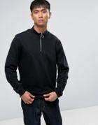 Asos Half Zip Track Sweatshirt - Black