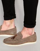 Asos Tassel Loafers In Gray Suede With White Sole - Gray