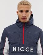 Nicce Overhead Jacket In Reflective Check Print - Navy