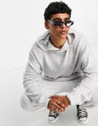 Topman Oversized Knit Hoodie In Gray-grey