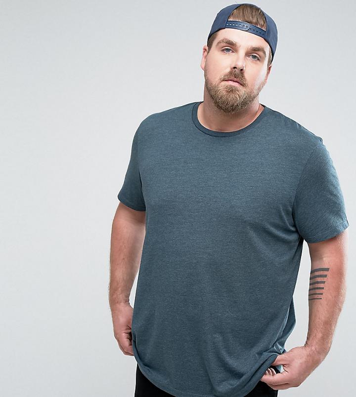 Asos Plus Longline T-shirt With Crew Neck In Green - Green