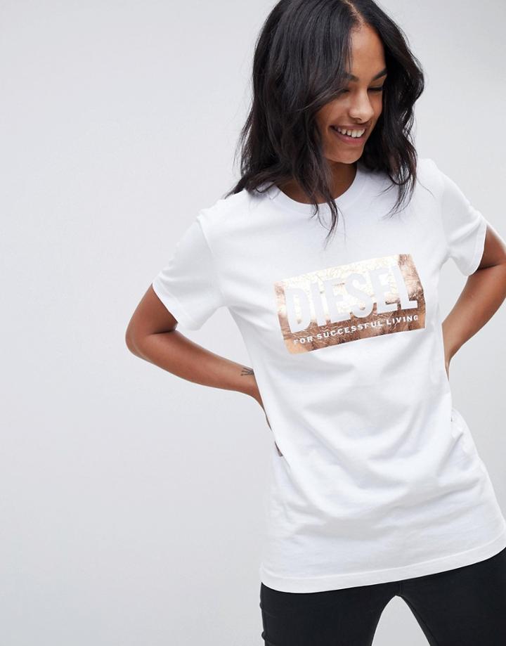 Diesel Foil Print Logo T-shirt - White