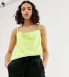 River Island Cami Top With Cowl Neck In Neon Lime - Green