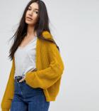 Asos Tall Chunky Cardigan In Fluffy Rib - Yellow