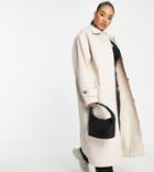 Asos Design Curve Longline Trench Coat In Stone-white