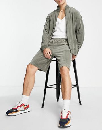 Weekday Kye Velour Shorts In Gray-grey