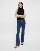 Object Diju Flared Jeans In Mid Blue Wash