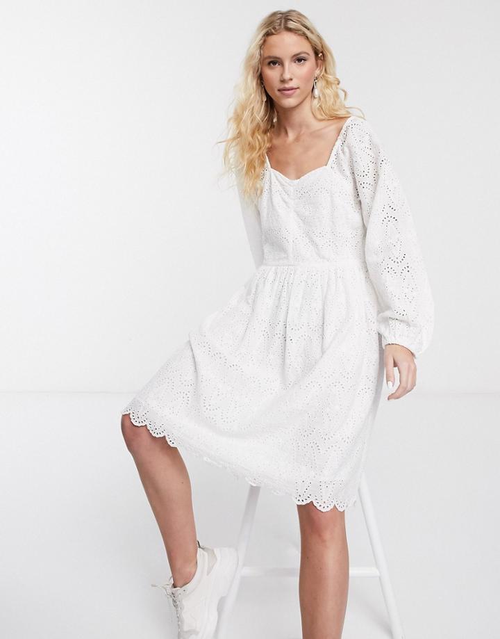 Notes Du Nord Omia Broderie Floral Mini Dress In White