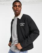 Asos Design Lined Oversized Coach Jacket With Borg Collar In Black