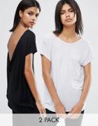 Asos T-shirt With Scoop Back 2 Pack - Black