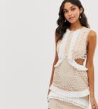 Asos Design Mini Dress With In Lace With Frill Trim - Multi