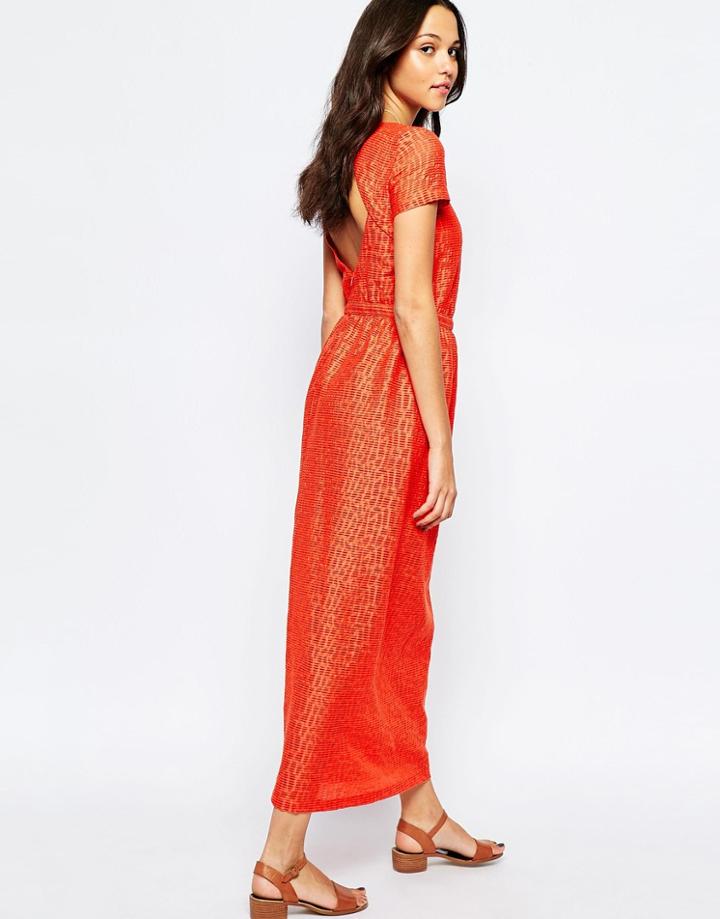 Sessun Open Back Maxi Dress In Red - Mandarin Red