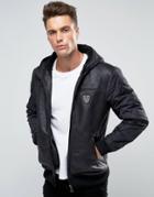 Emporio Armani Ea7 Faux Leather Jacket With Quilted Sleeves - Black