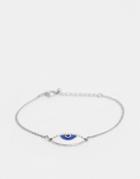 Asos Design Chain Bracelet With Enamel Eye In Silver Tone