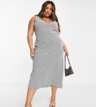 Flounce London Plus Midi Cami Dress In Black And White Check