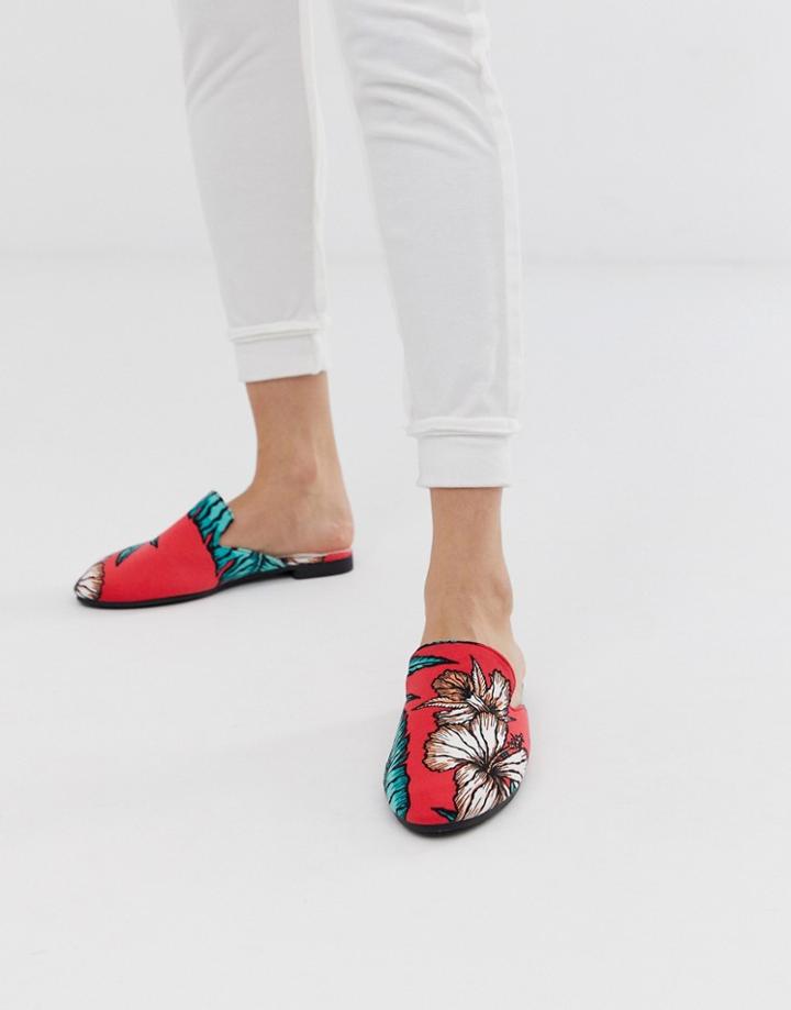 Chelsea Peers Tropical Print Loafer Slipper - Red