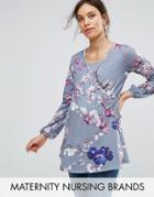 Bluebelle Nursing Wrap Front Top With Bell Sleeves - Multi