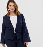 Unique21 Hero Tailored Tie Blazer With Flute Sleeves-navy