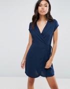 Tfnc Wrap Over Shirt Dress - Navy