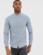 Burton Menswear Denim Shirt In Fine Blue Stripe - Blue