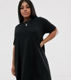 Asos Design Curve Mini T-shirt Dress With Smock Back - Black