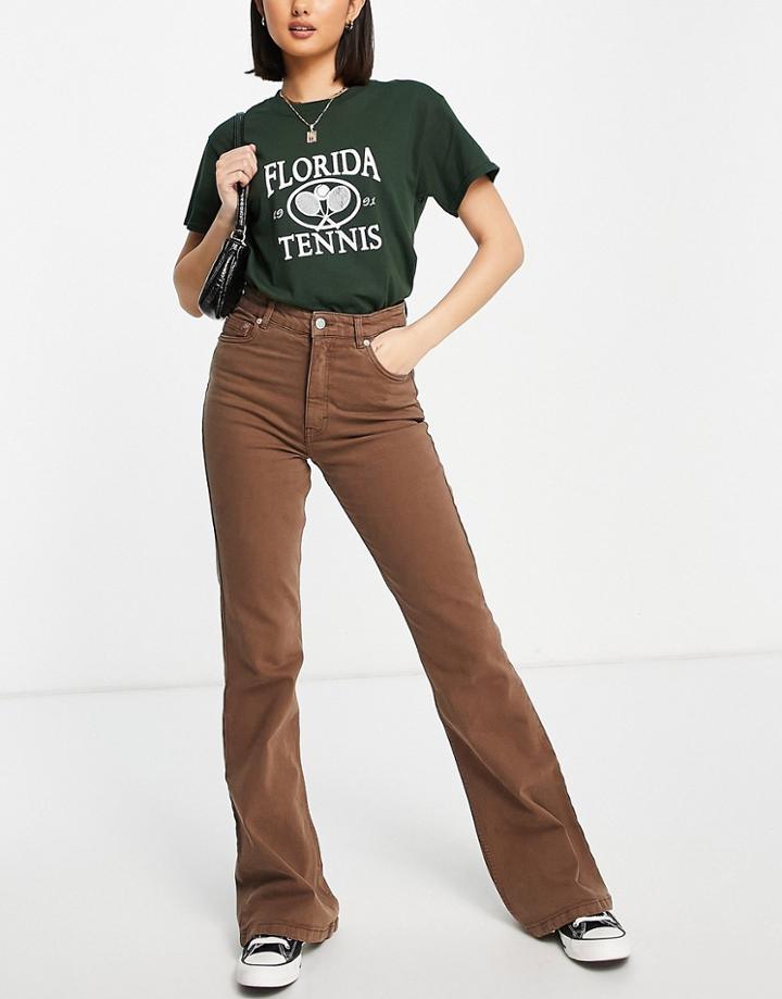 Pull & Bear Flared Jeans In Brown