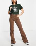 Pull & Bear Flared Jeans In Brown