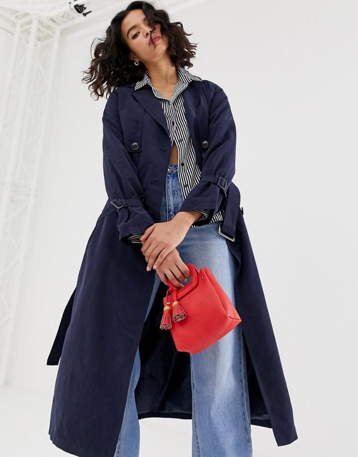 Vero Moda Lightweight Trench Coat In Navy - Navy