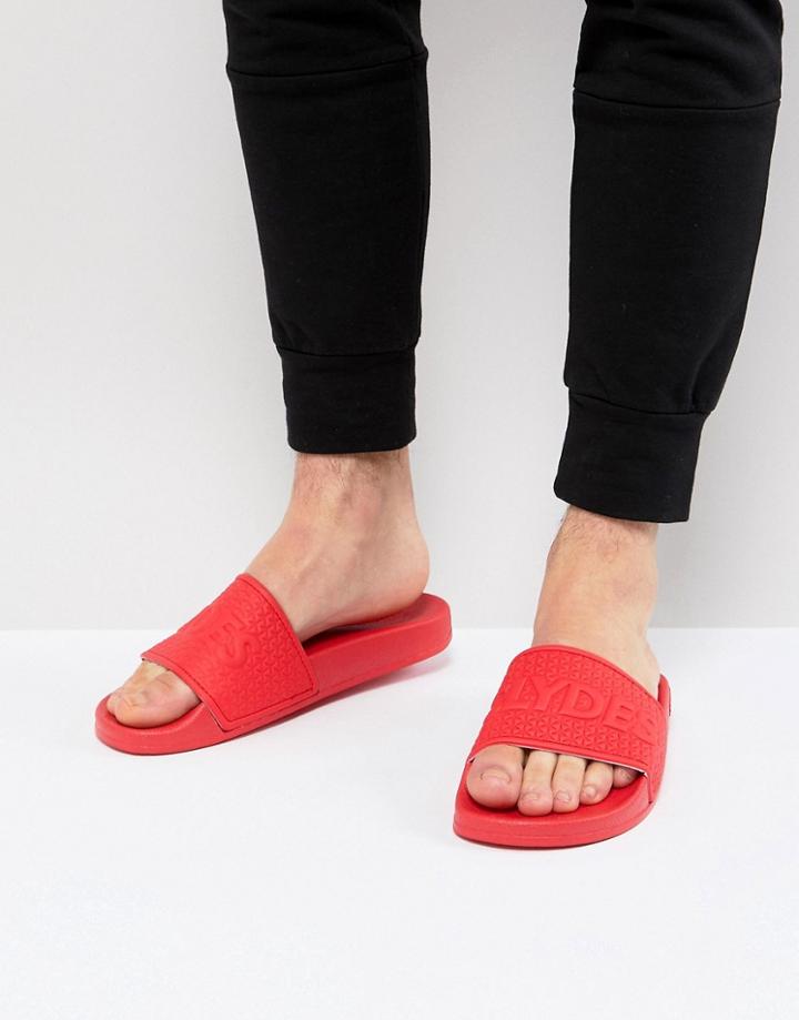 Slydes Cali Logo Slider Flip Flops In Red - Red