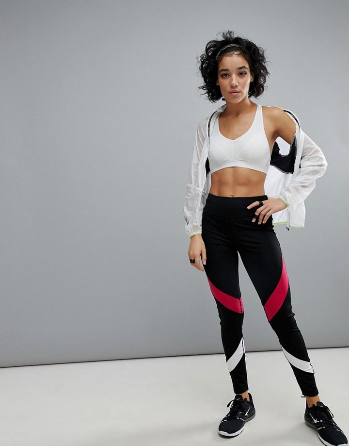 South Beach Color Stripe Full Length Gym Legging - Black